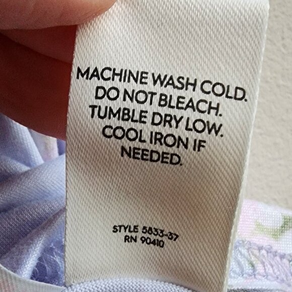 Laura Ashley Purple Floral Button Down Pajama Shirt Size Large - Picture 10 of 14